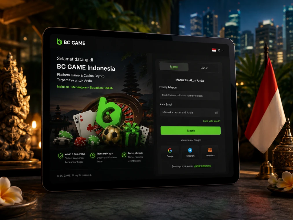 BC Game Indonesia login and registration interface